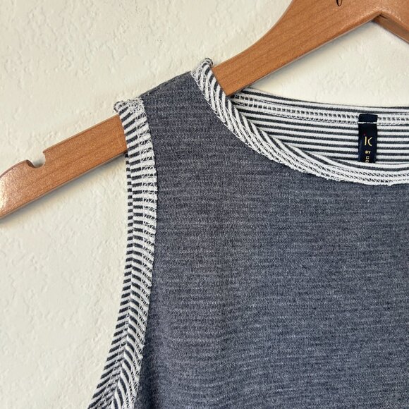 IC by Connie K Top Womens Medium Gray Striped Sleeveless Asymmetric Hem Tank M - Picture 4 of 7